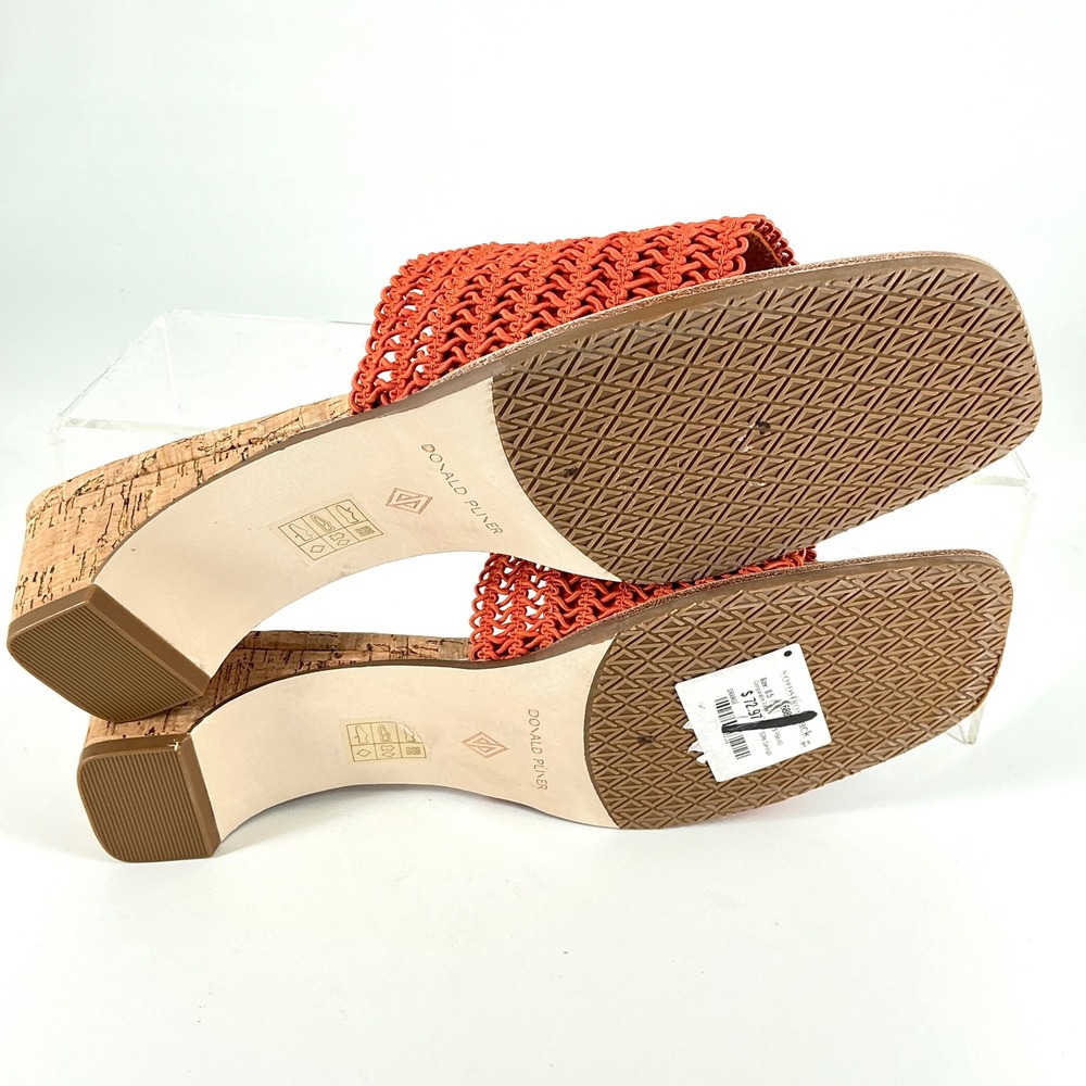 Donald Pliner Size 8.5 Orange Woven Cork Slide Sandals Heels NEW CLODIE $158 - Picture 8 of 16